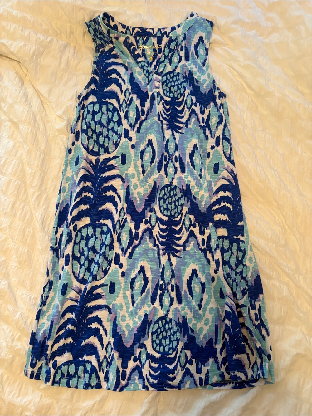 Lilly Pulitzer Blue, Aqua & Lavender Abstract Printed Top